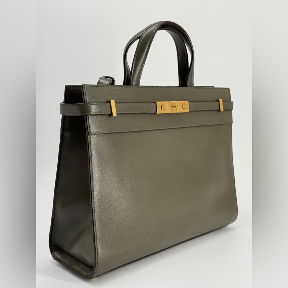 Saint Laurent Manhattan Green Leather Shoulder Bag - Picture 2 of 16